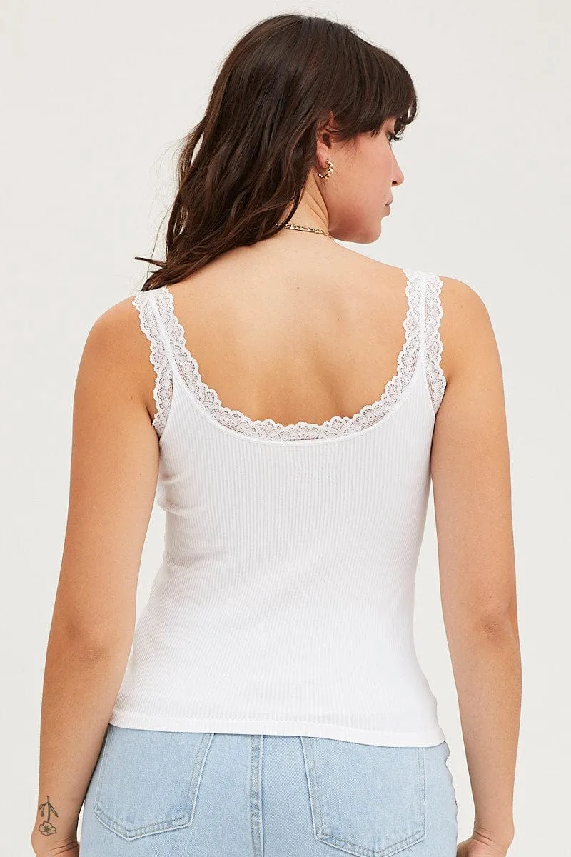 White Bralette Lace Trim Seamless Fire Glow