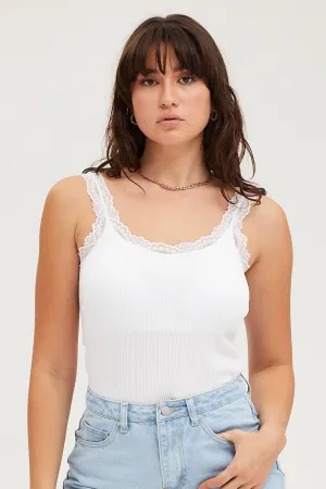 AI Core Reuse Mode White Bralette Lace Trim Seamless