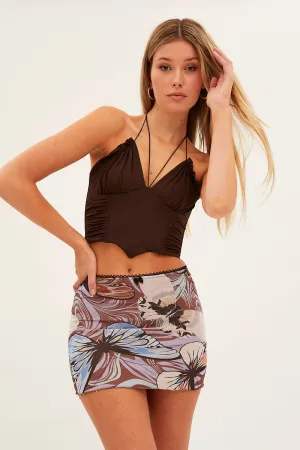 Black Print Butterfly Abstract Mini Skirt Simple looks