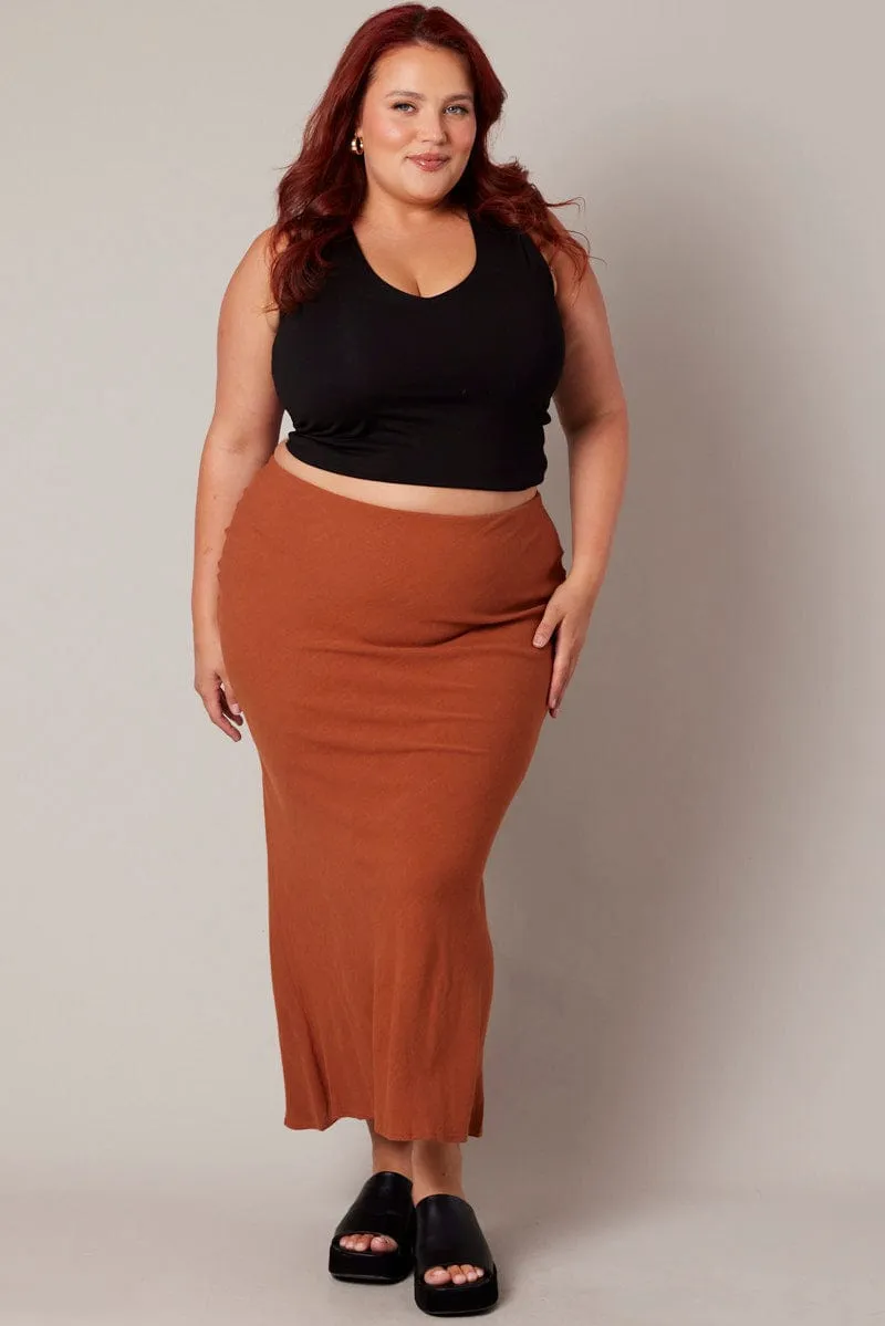 Essential Style Refined Sophistication Brown Bias Linen Slip Maxi Skirt