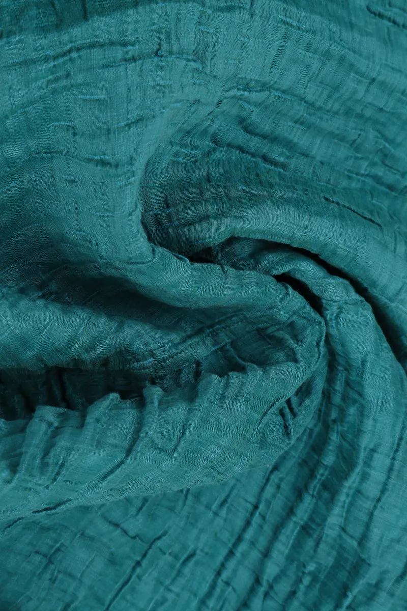 Balloon Crinkled Turquoise Silk Linen Dress Warm Pants