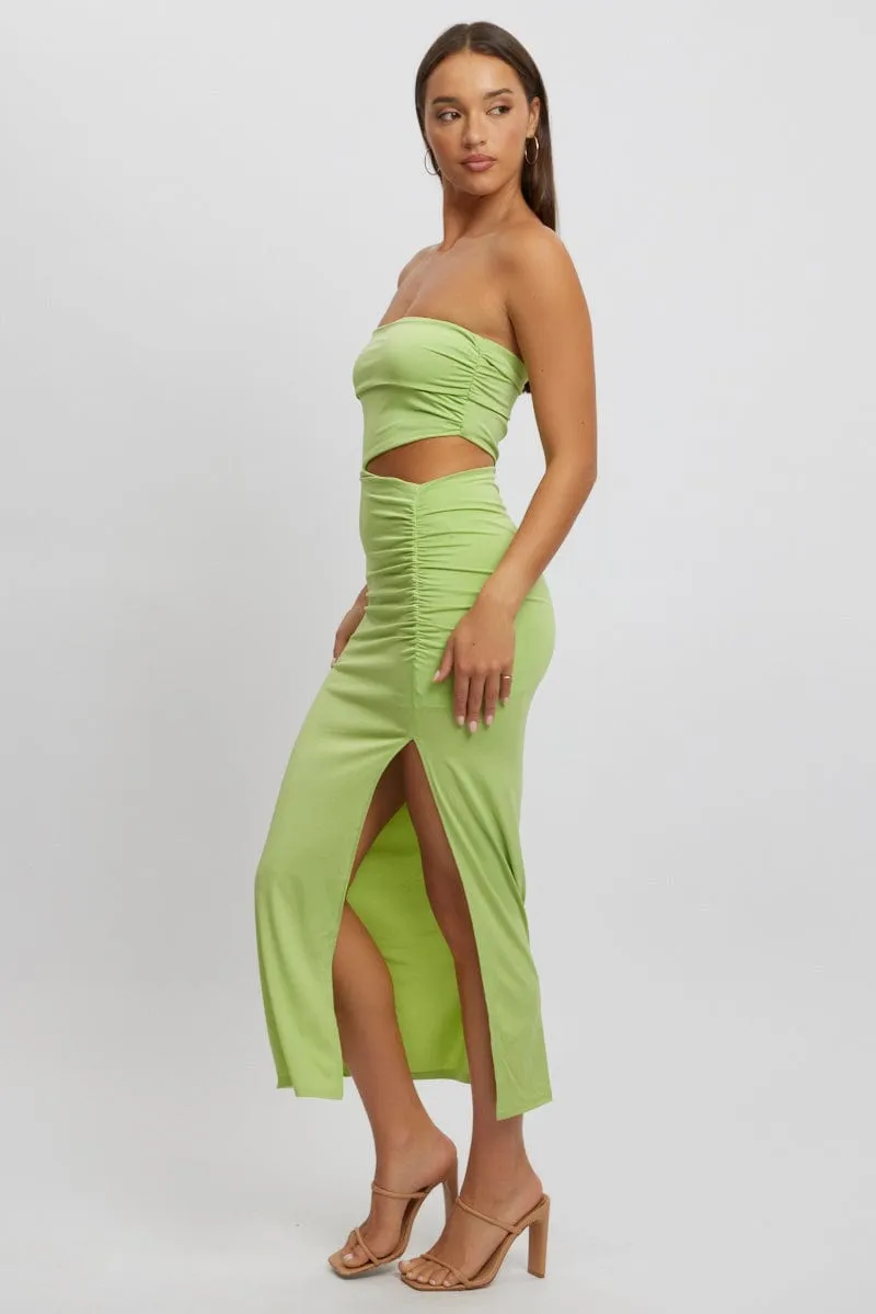 Youth Glow Green Bodycon Dress One Shoulder Maxi