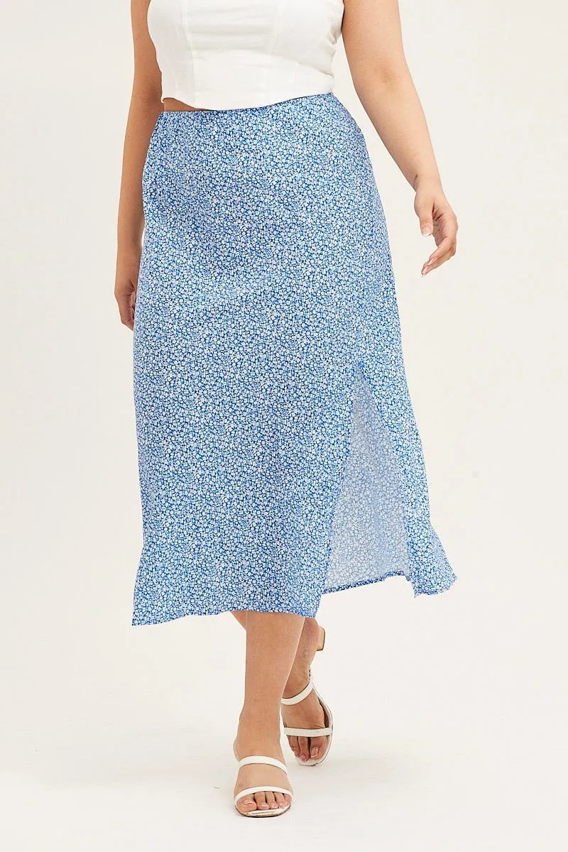 Refined Sophistication Ditsy Print Midi Skirt Split