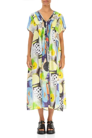 Morning Ease Romantic Artmaze Linen Dress