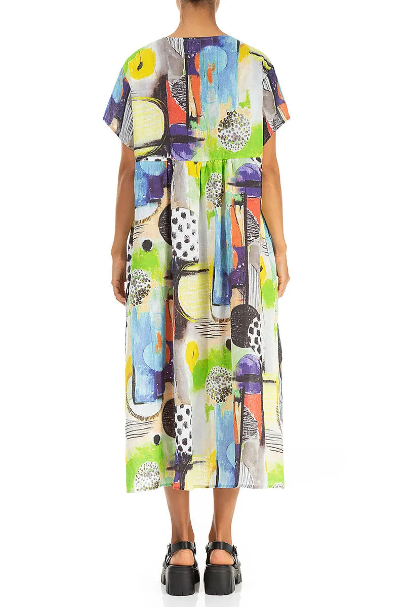 Push Edge Mature Charm Romantic Artmaze Linen Dress
