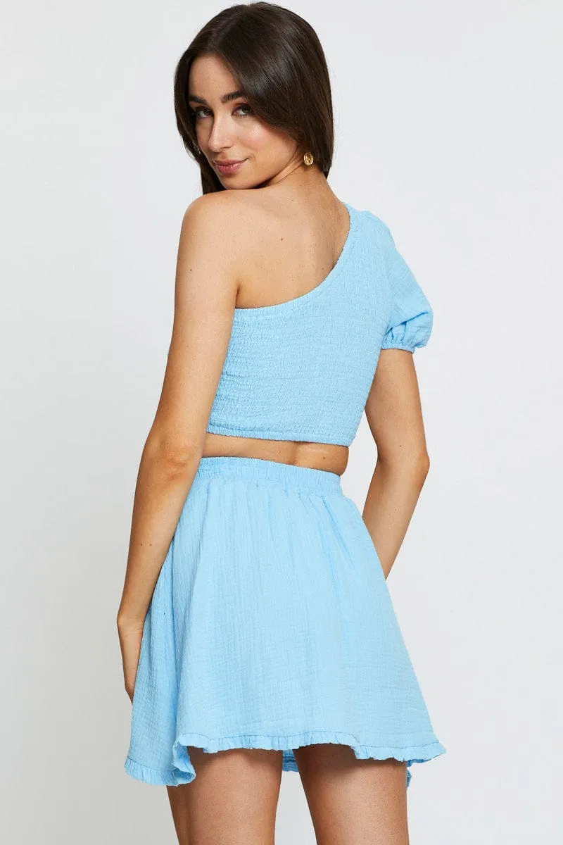 urban scene Flow Look Blue Skater Mini Skirt
