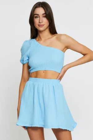 Blue Skater Mini Skirt Luxury Feel