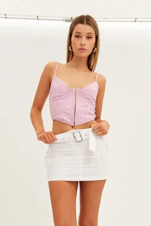 Material Innovation White Cargo Skirt Mini Mid Rise