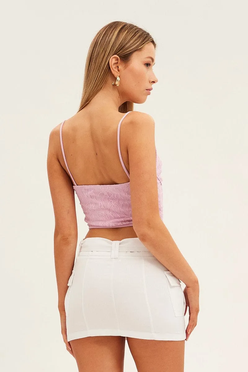 Sophisticated Casual White Cargo Skirt Mini Mid Rise