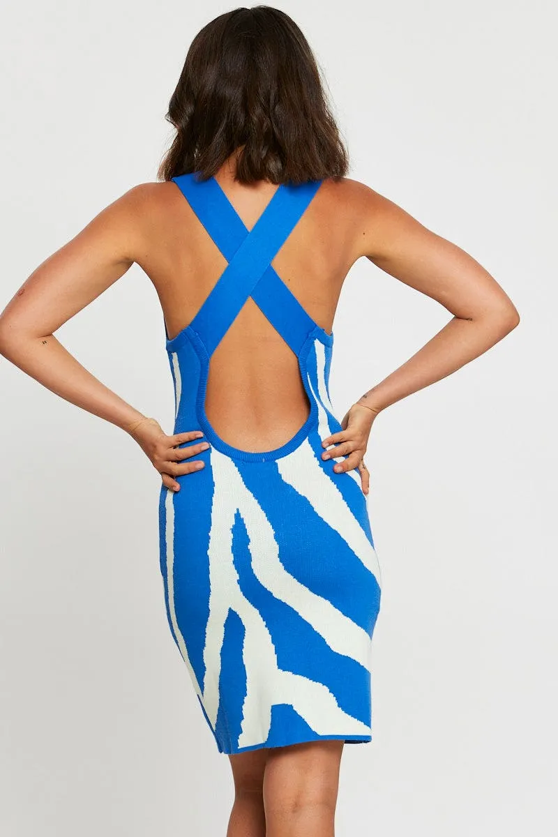 Print Bodycon Dress Mini Light Reflective Scene Flash