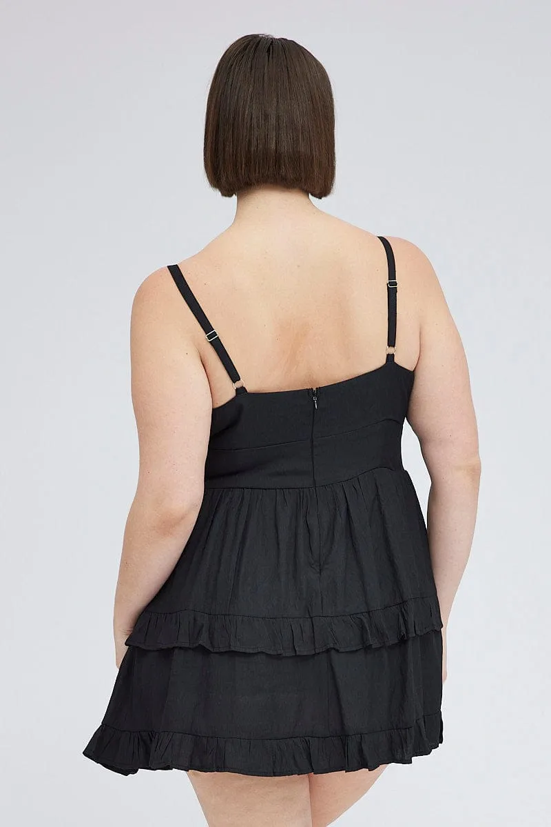 Black Mini Dress Corset Detail Flippy Hot Pop Style Fresh