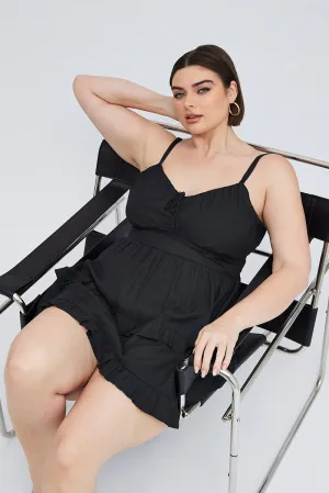 City Soft Black Mini Dress Corset Detail Flippy