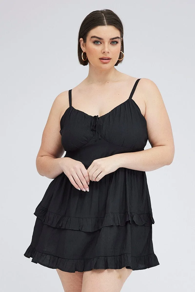 Black Mini Dress Corset Detail Flippy Trendy mini for every occasion