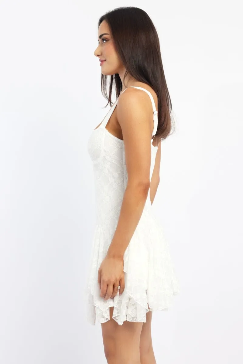 White Mini Dress Lace Beat Hot Easy-to-wear mini gown