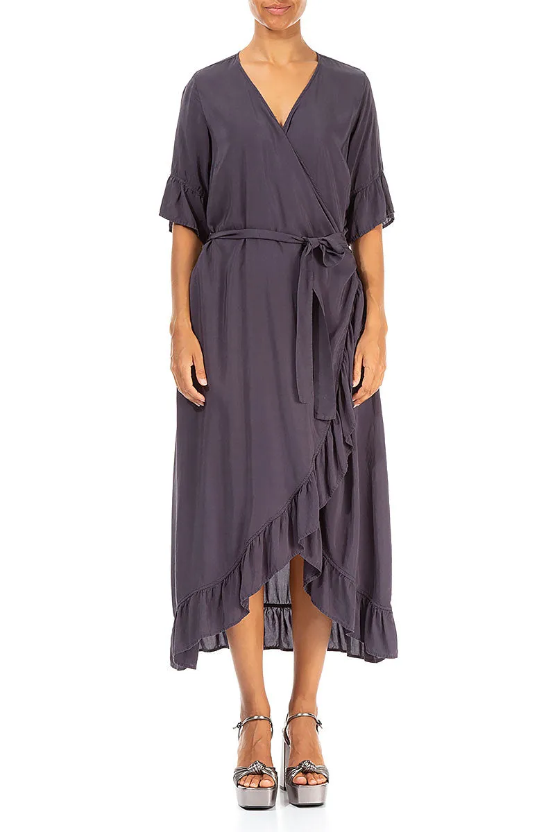 Wrap Graphite Silk Bamboo Dress Relaxation Wear
