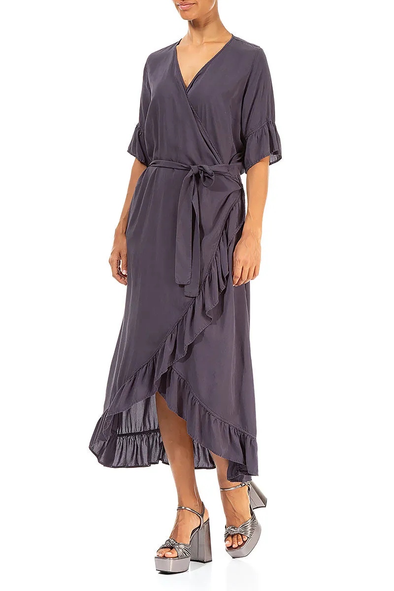 Sporty Style hypoallergenic material Wrap Graphite Silk Bamboo Dress