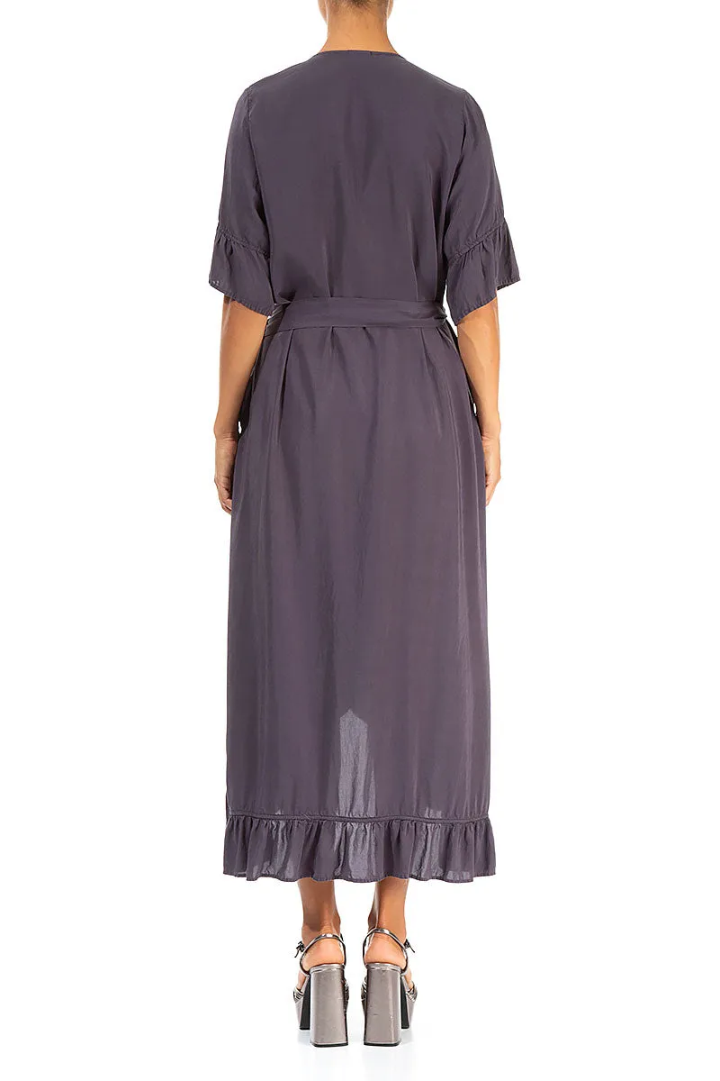 Wrap Graphite Silk Bamboo Dress Modern Fashion Simple Layering