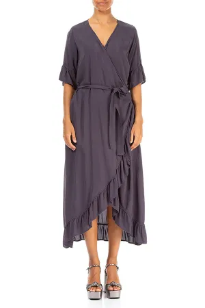 Wrap Graphite Silk Bamboo Dress Relaxation Wear