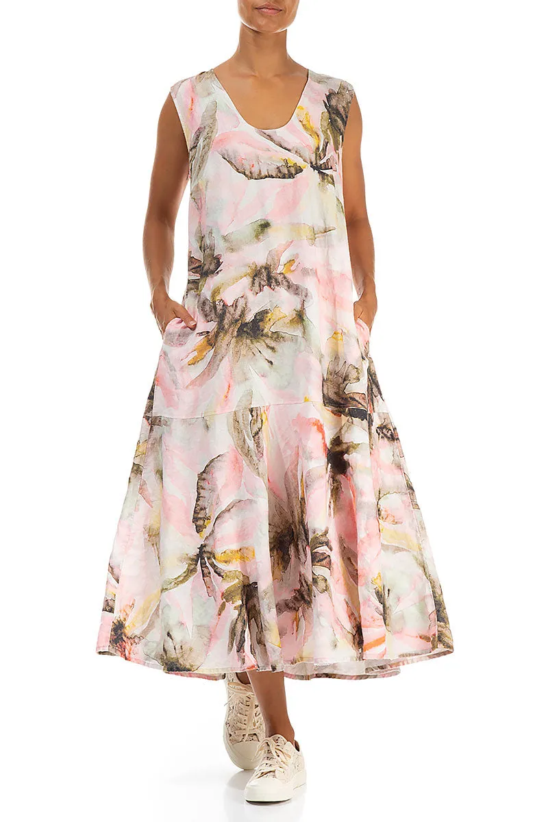 Campus Vibe Flared Sleeveless Oasis Linen Dress