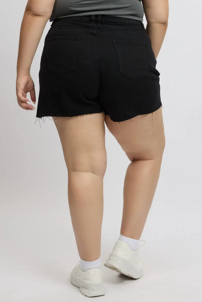 Car Cool Black Knee Length Shorts High Rise