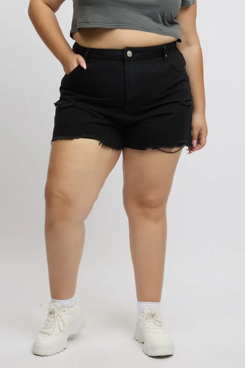 Smart Look Everyday Outfit Black Knee Length Shorts High Rise