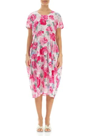 Mountain Cool Balloon Peony Blossom Silk Bamboo Dress
