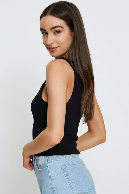 Black Tank Top Sleeveless Italian Flair EasyAdjustStraps