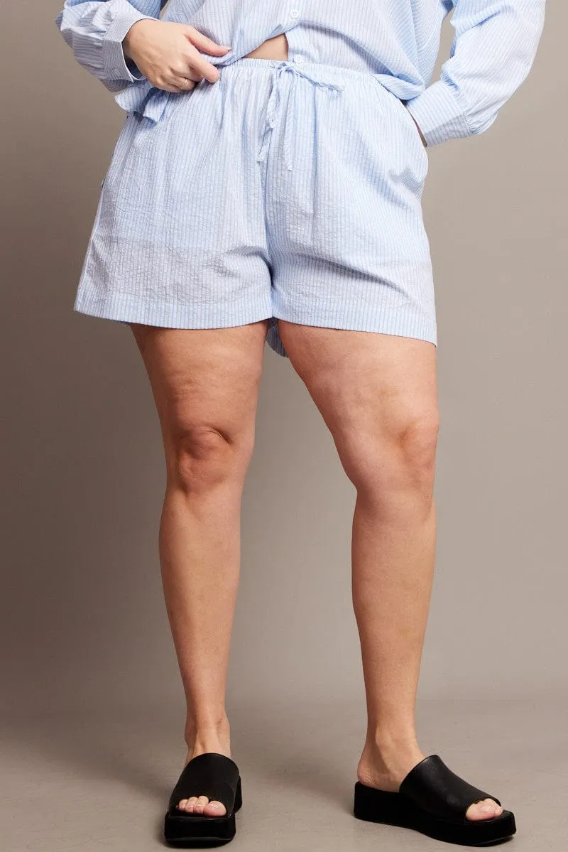 QuickEvaporation Blue Stripe Shorts Elasticated Waist