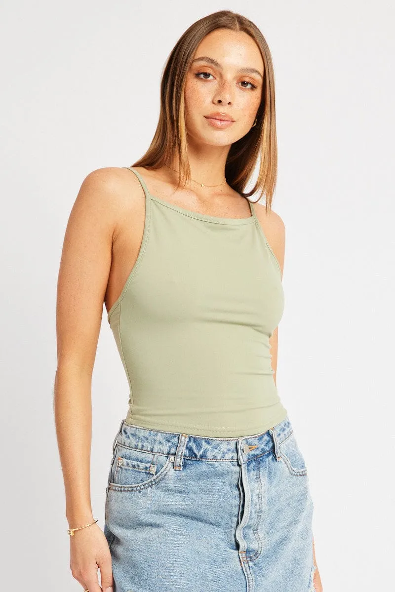 Green Sleeveless Tank Supersoft Soft Leggings Recycled Polyester