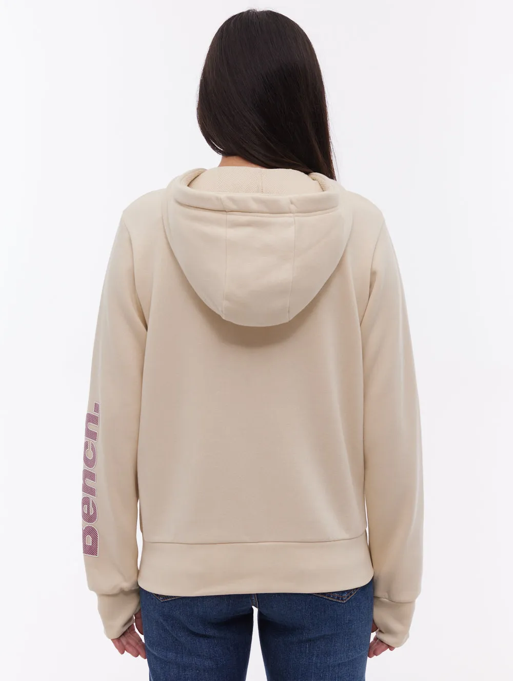 EcoFriendlyMaterial Darcine Zip-Up Hoodie with Sleeve Logo - White