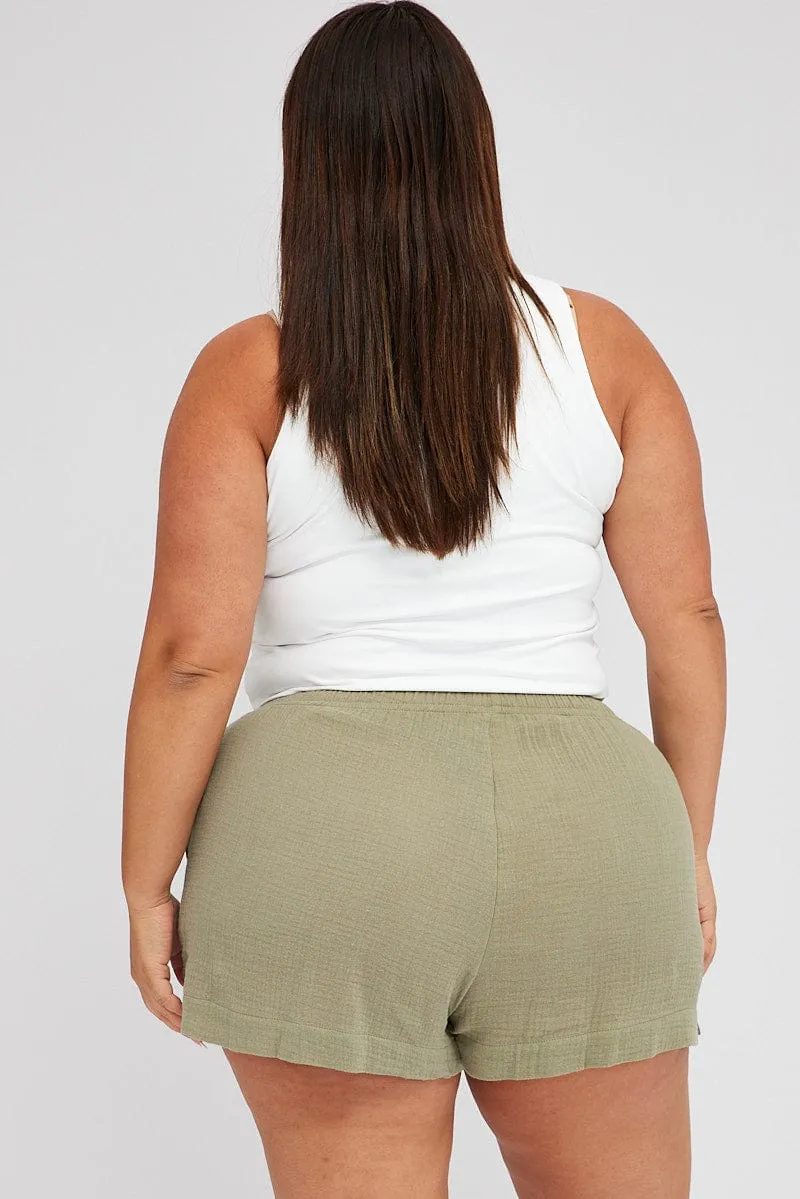 Stream Fit Green Relaxed Shorts High Rise