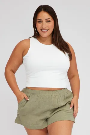 Functional Wear Moon Beam Green Relaxed Shorts High Rise