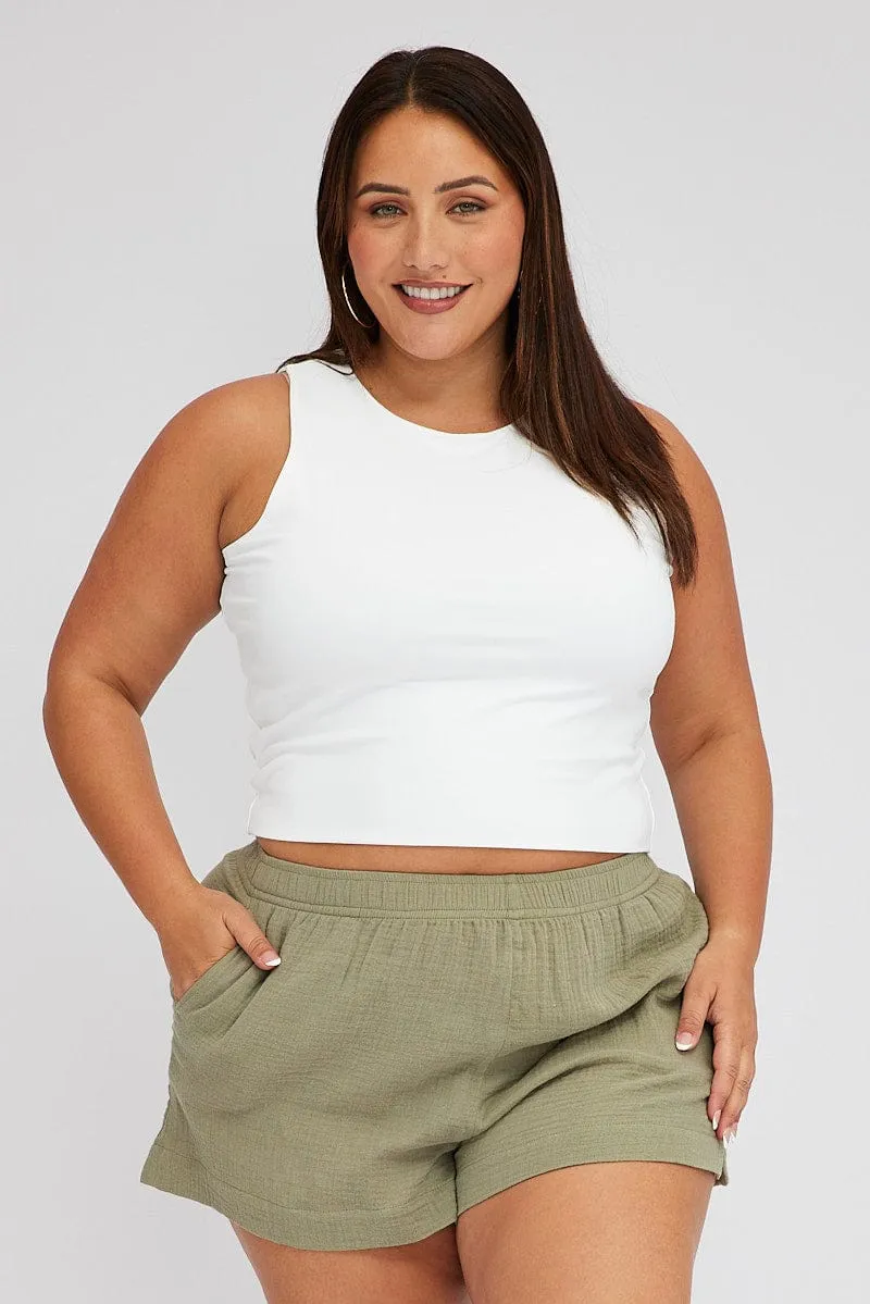 Functional Wear Moon Beam Green Relaxed Shorts High Rise