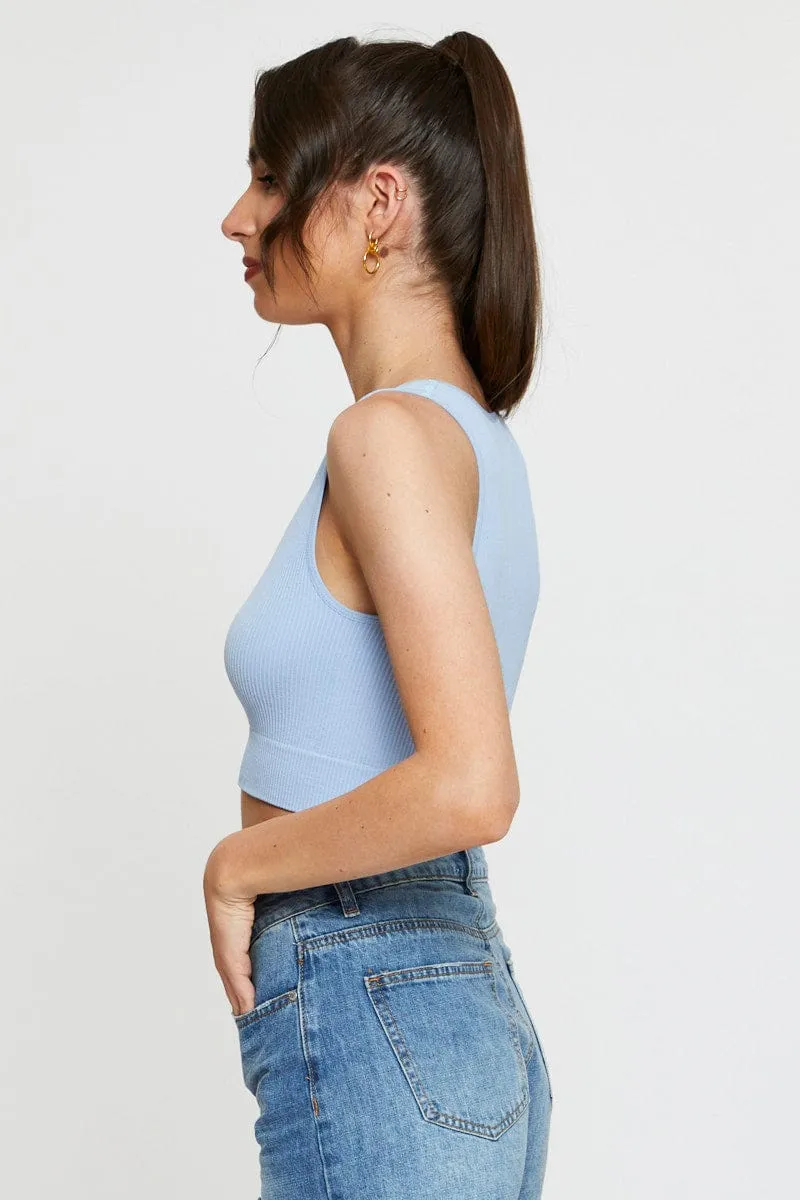 Classic Jeans Blue Tank Top Sleeveless Seamless