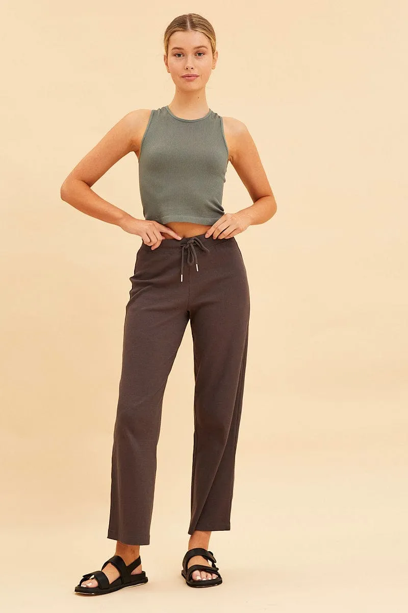 Green Seamless Tank Crop Racer Back Sleeveless Gloss Glow WrinkleResistant