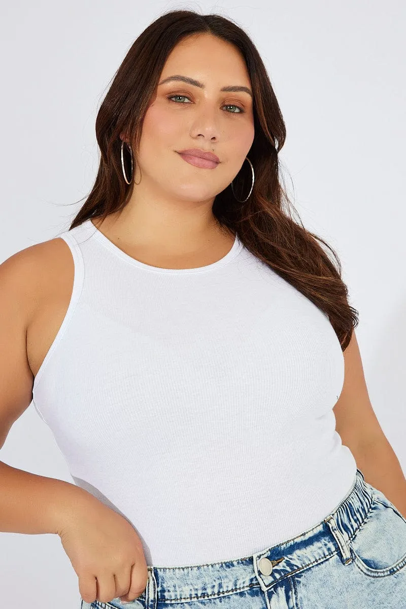 NonSlip Grips PillingResistant White Tank Top Sleeveless Crew Neck