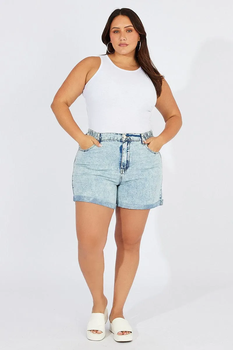 Island Vibe Sporty Design White Tank Top Sleeveless Crew Neck