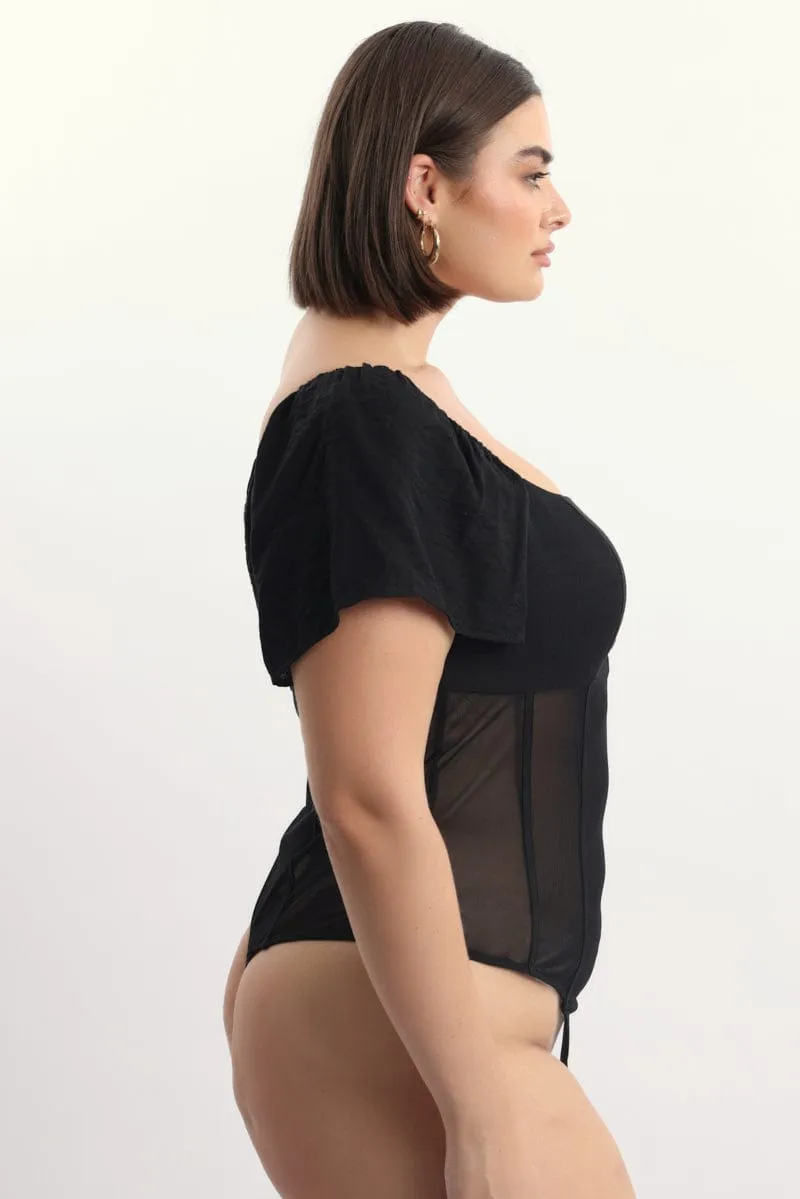 Myth Glow Black Short Sleeve Bodysuit