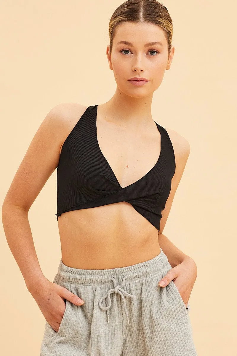 Cozy clothing Black Sleeveless Tank Cross Back Crop Reversible