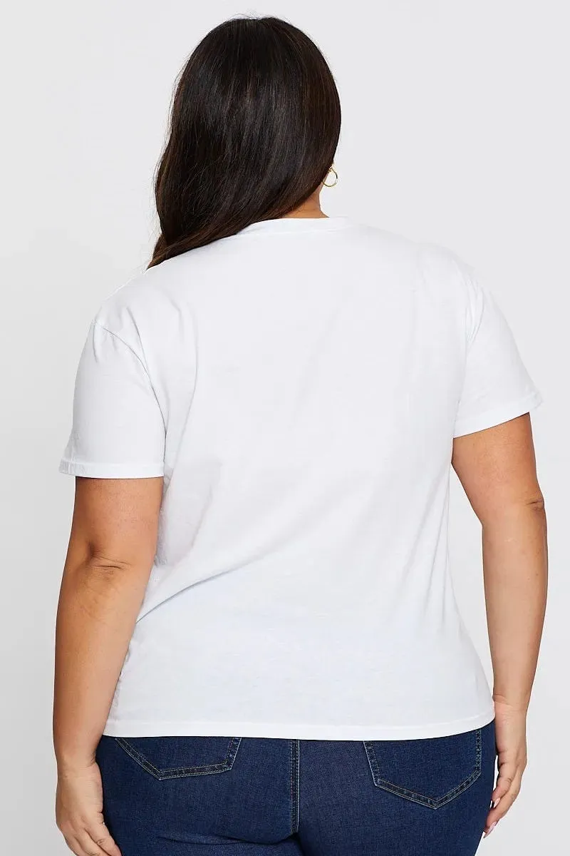 Workout Gear certified White Graphic T-shirt Rock Tour Crew Neck Short Sleeve