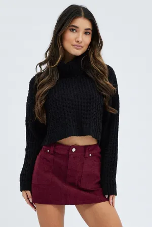 Gentle Comfort Daily Fashion Purple Cargo Skirt Mini Mid Rise Corduroy