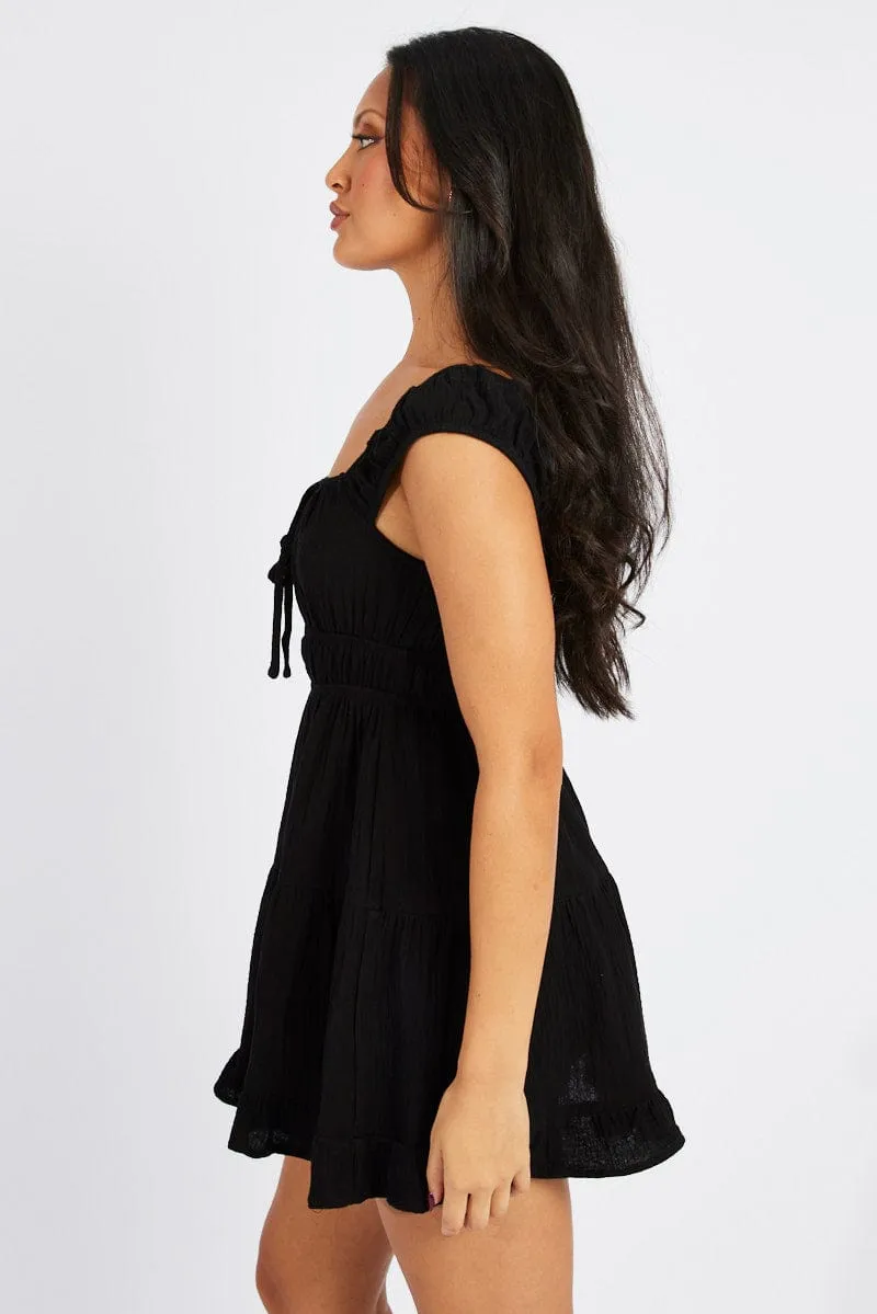 Black Fit And Flare Dress Mini Girl Power Edge Shine