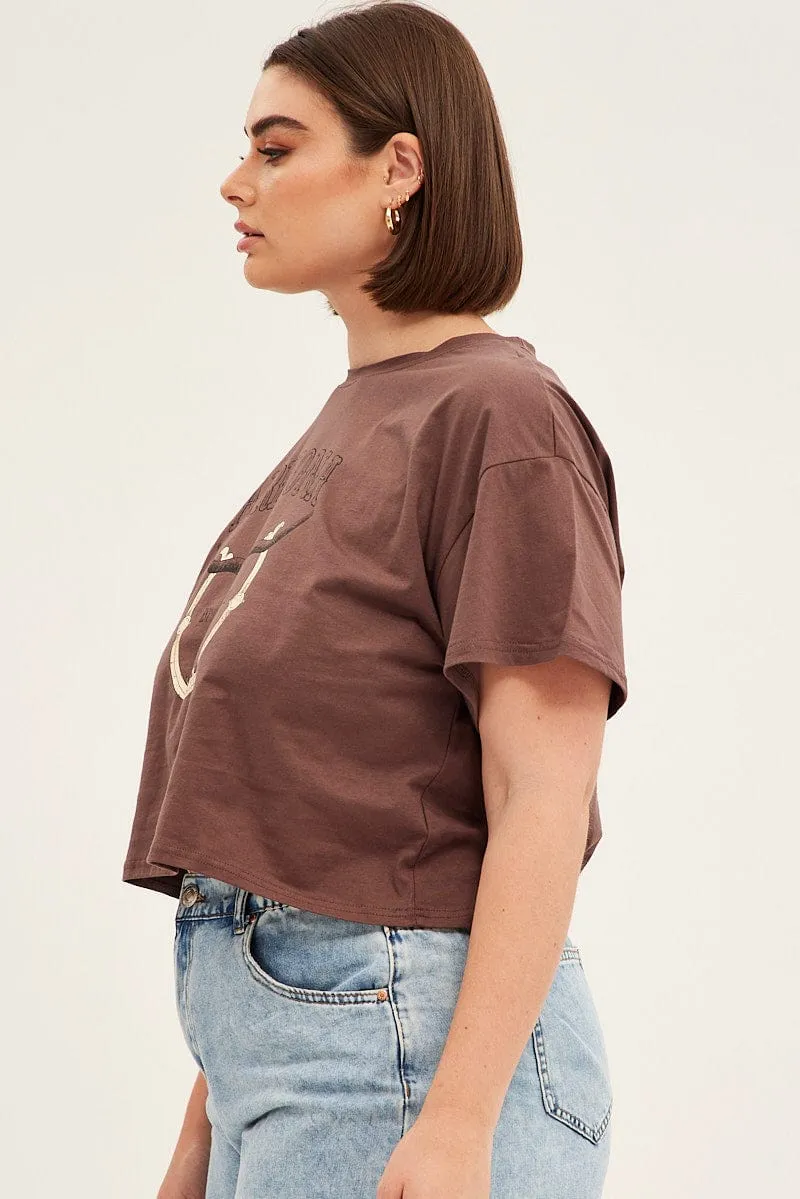 Brown Short Sleeve Arizona Cow Skull T-shirt Premium Cotton Blend