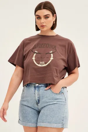 Brown Short Sleeve Arizona Cow Skull T-shirt black friday Anti Odor Technology