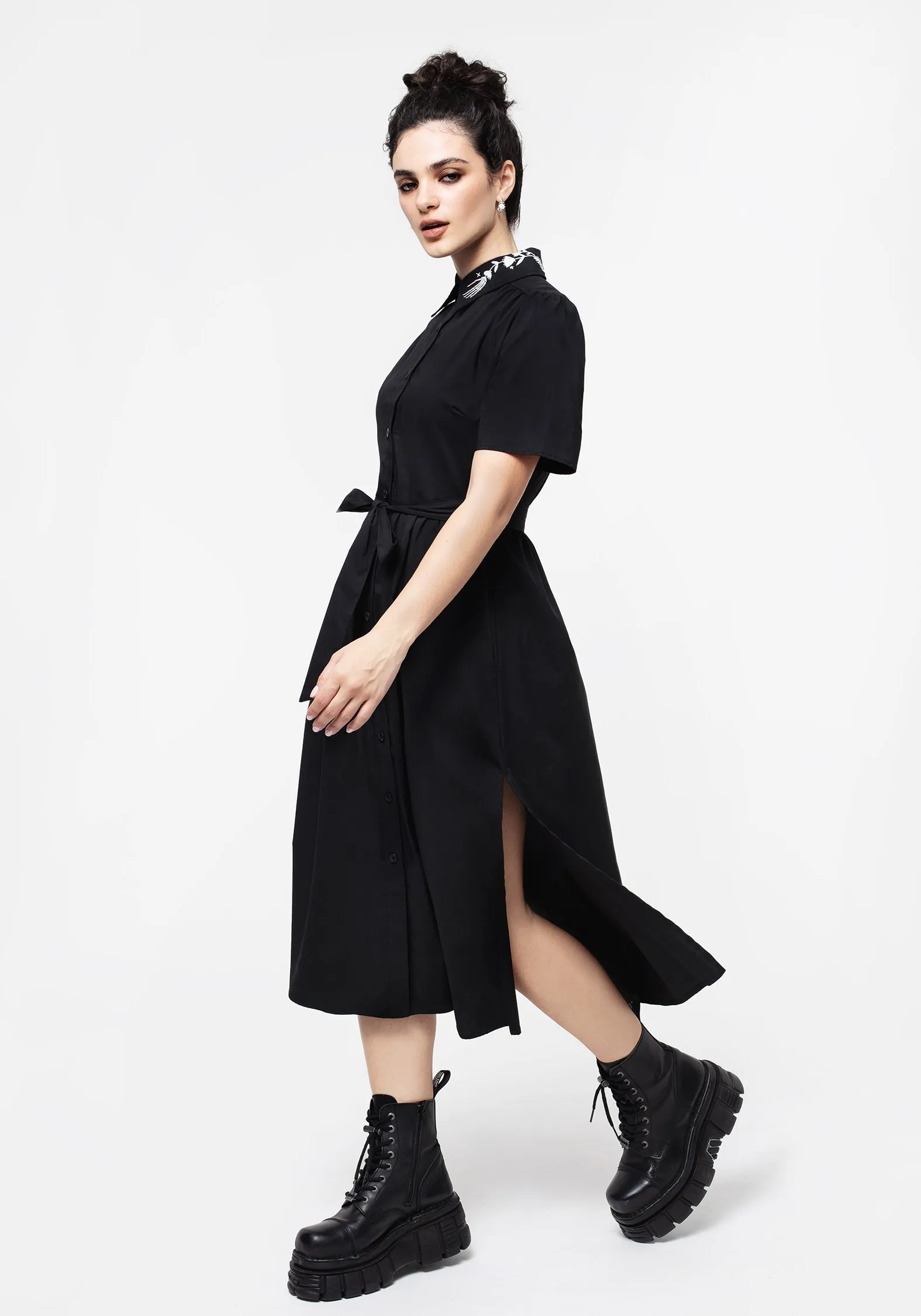 Tempora Embroidered Midi Shirt Dress Art Gallery Trendy versatile dress
