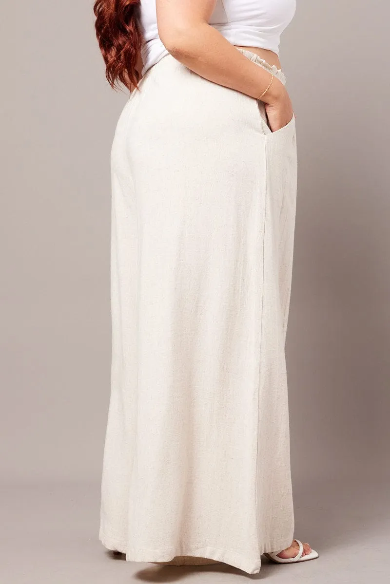 Beige Wide Leg Pants High Rise Trendy Wear StaticDissipative