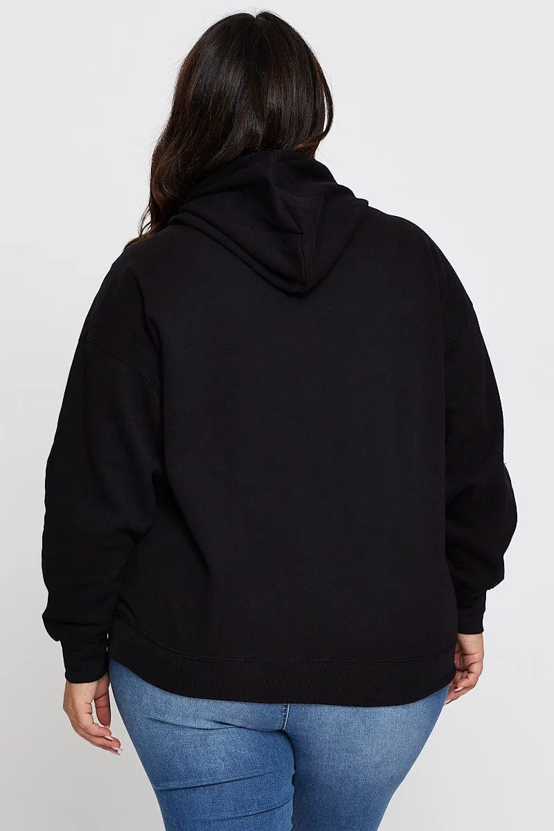 product tweed warmth Black Relaxed Hoodie Brooklyn Graphic Long Sleeve Fleece