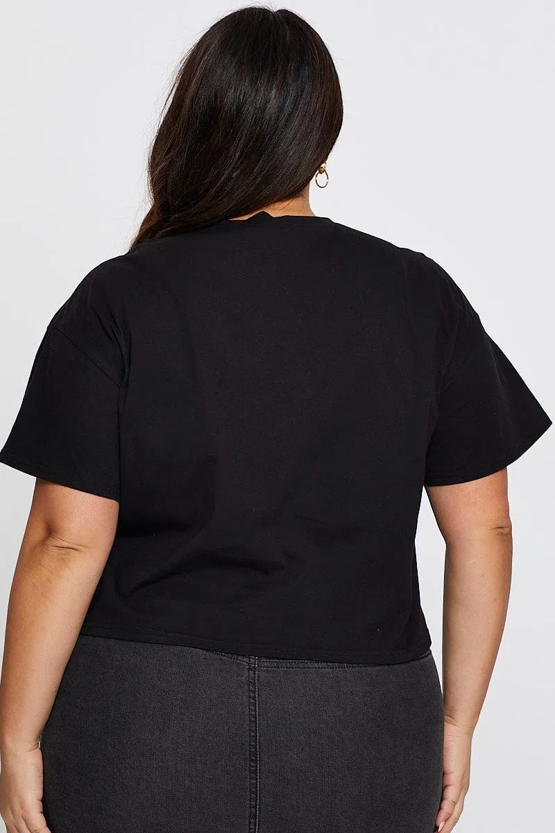 RecycledBlend Black Sleeve T-shirt Embroidered Dragon Crew Neck Short