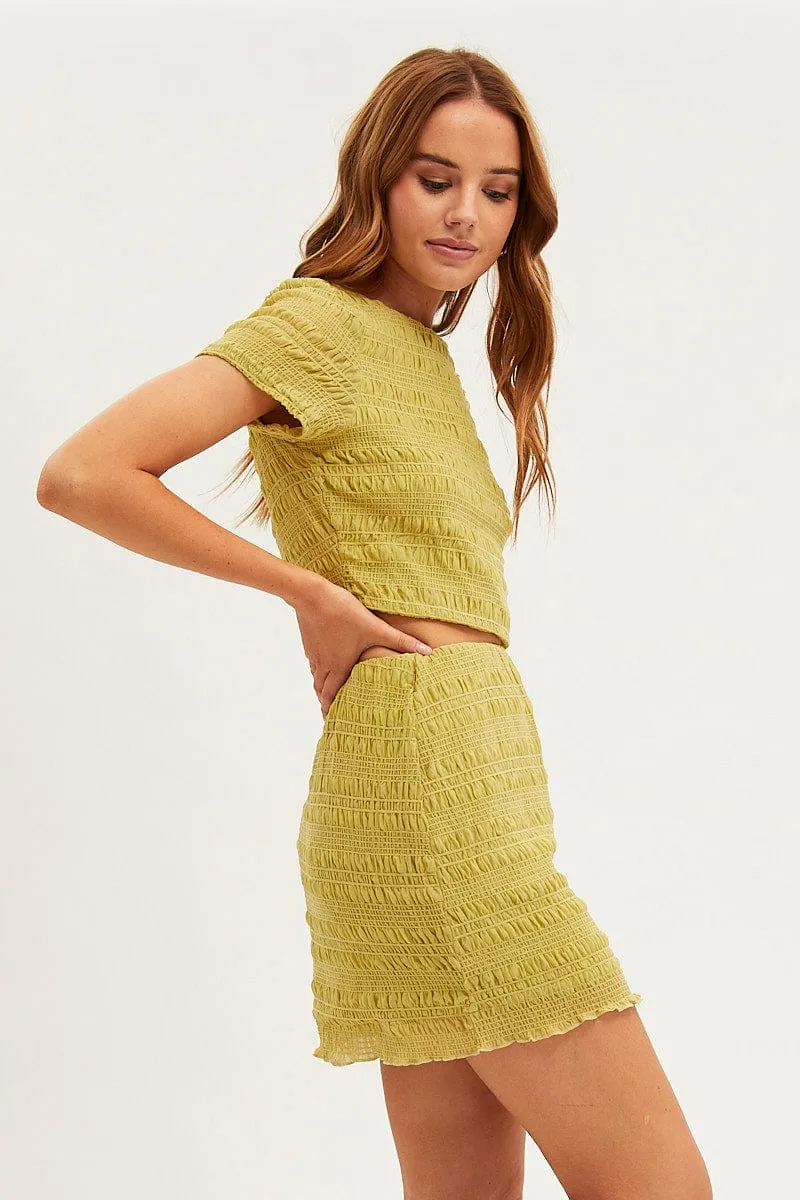 Quick Fit Dance Practice Green Mini Skirt Bodycon Mesh Textured Detail