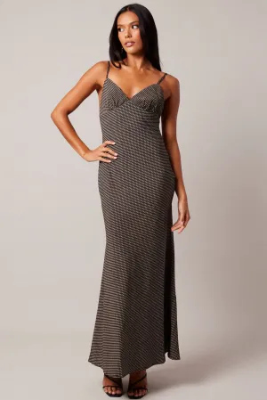 Casual yet elegant outfit Bohemian-inspired maxi Black Geo Maxi Dress Strappy